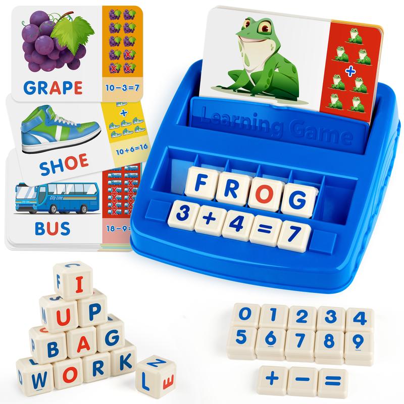 Coogam Alphabet Spelling Reading Flash Cards, Math Number Words Puzzle Toys for 4 5 6 Years Old Kids