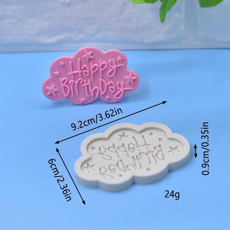 Letter Pattern Silicone Mold, Cute Cloud Shaped Candle Making Mold for Birthday Decor, DIY Candle & Soap Making Supplies