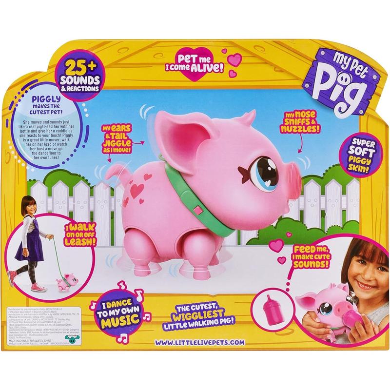 Little Live Pets - My Pet Pig: Piggly | Soft and Jiggly Interactive Toy Pig That Walks, Dances and Nuzzles. 20+ Sounds & Reactions. Batteries Included. for Kids Ages 4+