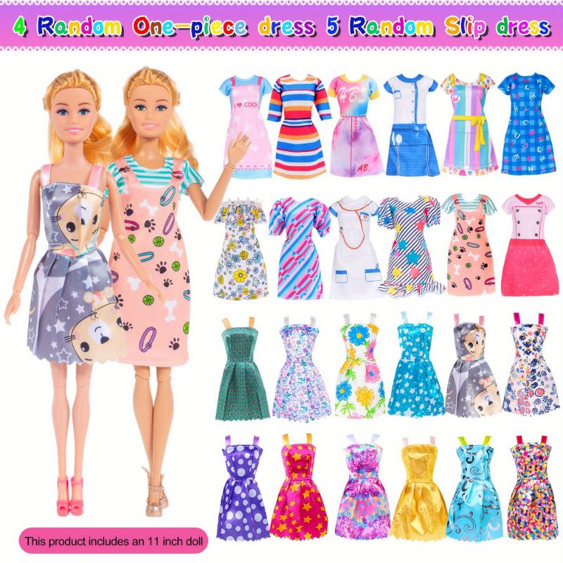 50pcs 11.5 Inch Fashion Girl Doll With Clothes And Accessories Set Include Doll, Fur Coat, Pricess Dresses, Fashion Slip Dress, Outfits, Bikini For Girls Kids Toddlers Toy Gifts (Include Doll)