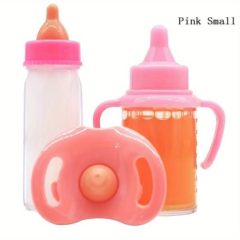 Newborn Doll Feeding Toy, 3 Counts set Feeding Bottle & Juice Bottle & Toy Nipple, Doll Feeding Toy for Reborn Doll, Pretend Play Supplies