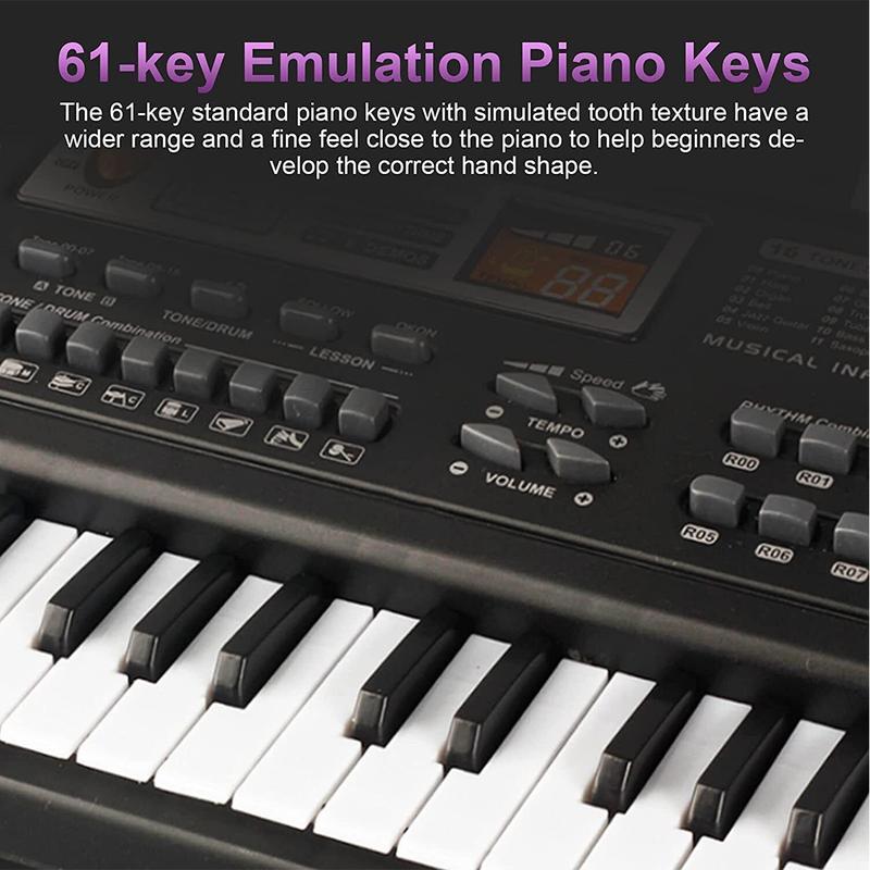 Kids Piano Keyboard 61 Keys - Portable Digital Music Keyboard for Beginners Player