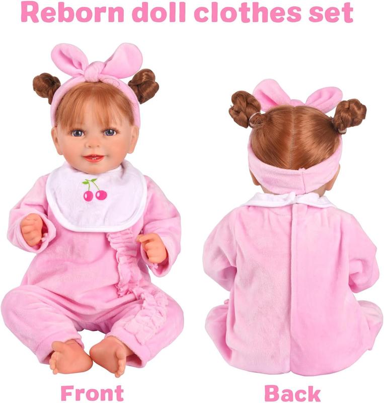 BABESIDE 6 Pcs Baby Doll Clothes for 17-22 inch Baby Dolls,Baby Doll Clothes Outfit Accessories fit Newborn Baby Doll Girl, Pink