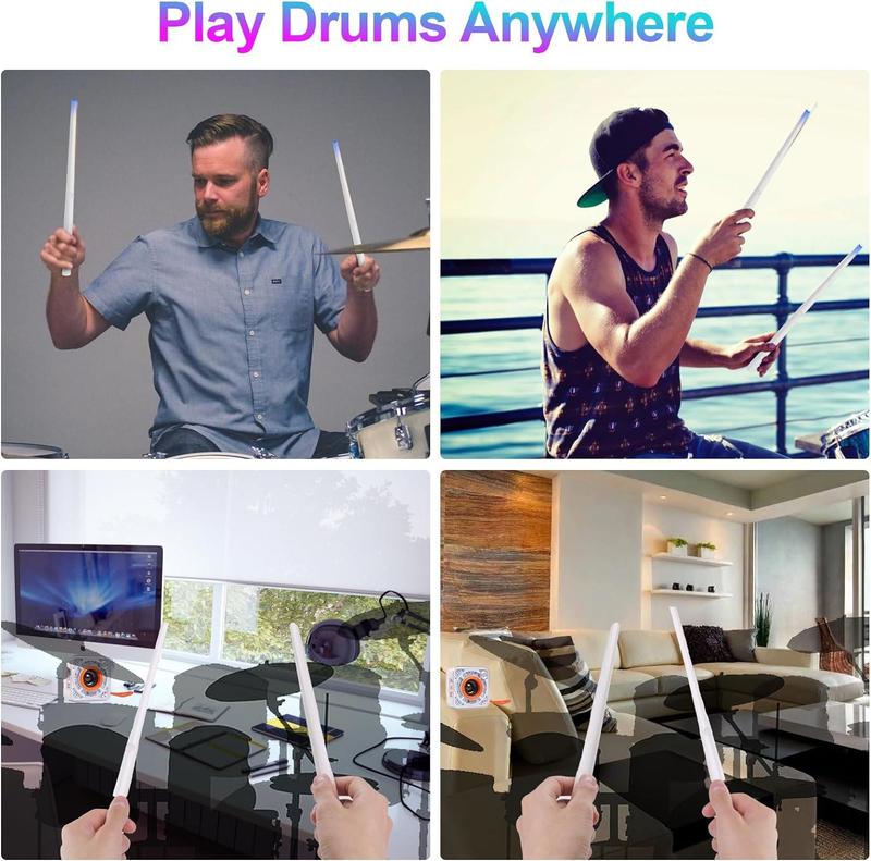 Virtual Air Drum Kit: Air Drumsticks Electronic Drum Sticks with Pedals, Bluetooth Speaker, Portable Practice Drum Kit, Electronic Drum Set Instrument for Adults, Kids, Perfect Gift (With Pedals)