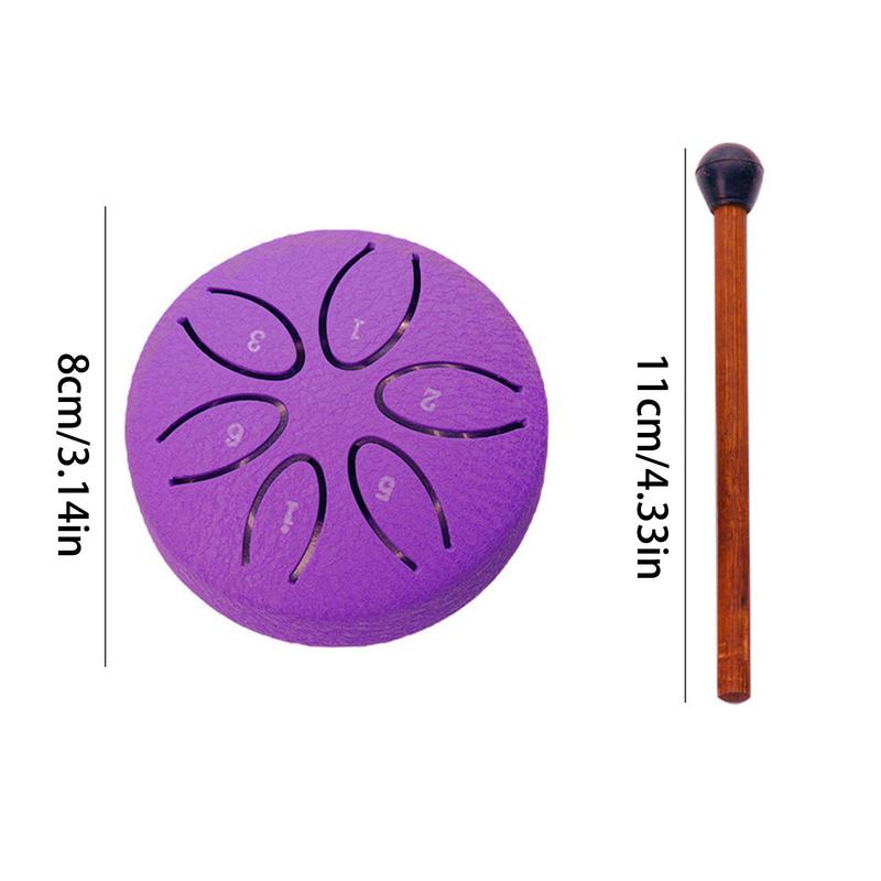 3 Inch 6 Tone Steel Tongue Drum, 1 Set Portable Steel Tongue Drum, Music Instrument For Relieving Stress, Healing & Meditating