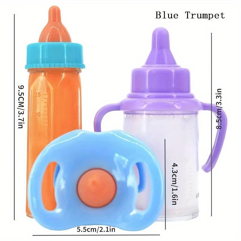 Newborn Doll Feeding Toy, 3 Counts set Feeding Bottle & Juice Bottle & Toy Nipple, Doll Feeding Toy for Reborn Doll, Pretend Play Supplies