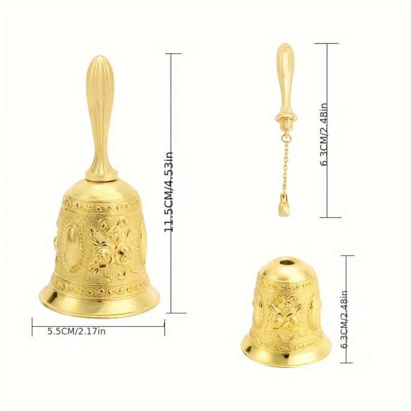 Brass Hand Bell, Traditional Call Bell For Wedding Party, Hand-played Musical Instrument For Kids and Adults