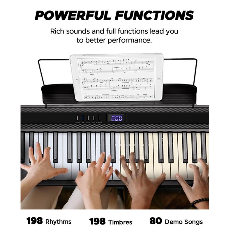 Starfavor 88 Key Piano Keyboard, Compact Bluetooth Digital Piano with Full-size Semi Weighted 88 Keys, Budget Electric Keyboard Piano with Stand, Piano Pedal, Carrying Bag, Recording MIDI USB