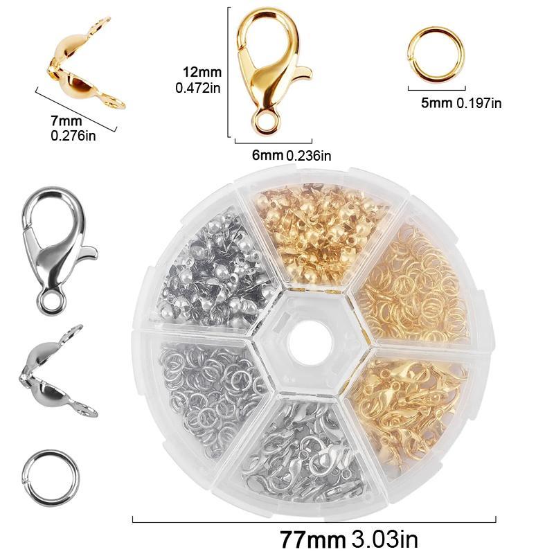 DIY Jewelry Making Tool Kit, 570pcs set Lobster Clasps, Chain Clasps & Rings, Handmade Necklace Bracelet Material, DIY Jewelry Making Accessories for DIY Crafts Projects