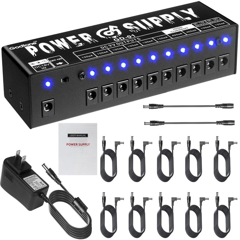 Guitar Pedal Power Supply (1 Set), 10 Isolated Dc Output Effect Pedal Power Supply with Short Circuit Protection & Overcurrent Protection, Music Accessories for Guitar, Stocking Fillers Gift