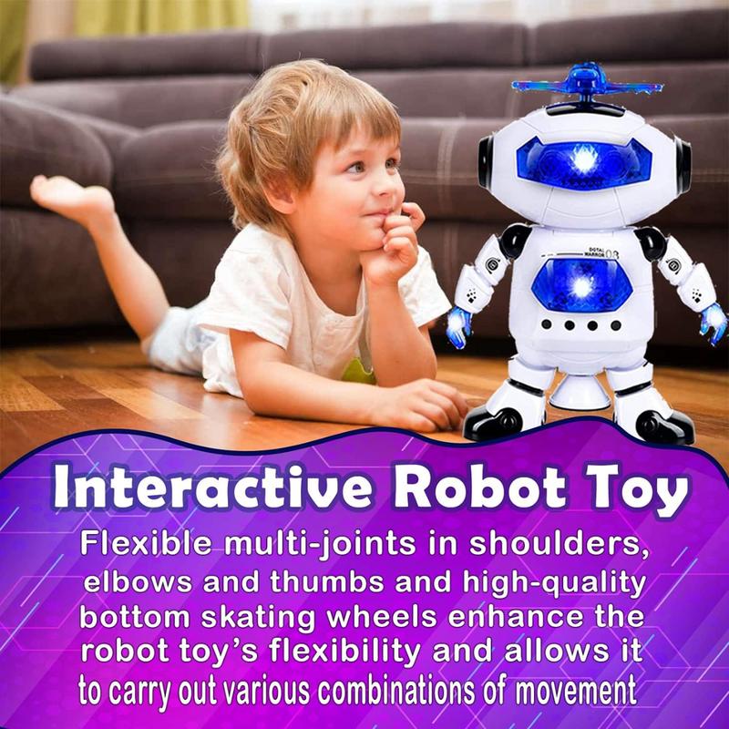 Musical Walking Dancing Robot Toy for Kids, Flashing Lights, 360° Body Spinning, Electronic Kids Toys, Perfect Gift for Xmas