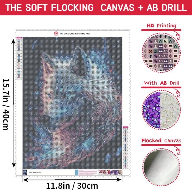 Wolf Pattern DIY Diamond Arts Colorful Painting Kit without Frame, DIY 5D Diamond Wall Art Decor for Bedroom Living Room