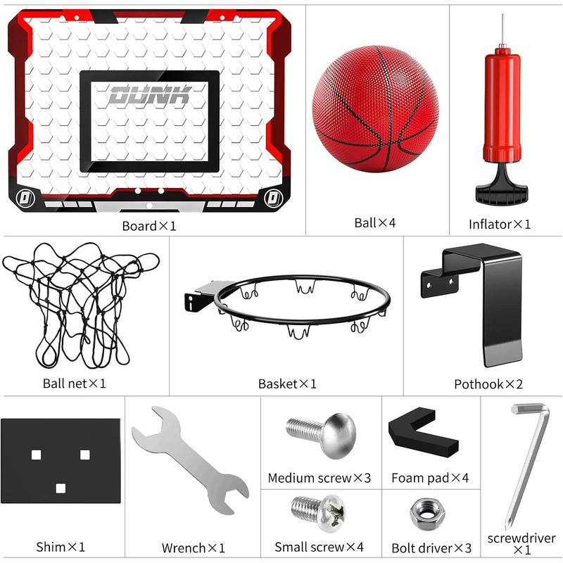 Indoor Basketball Hoop for Kids, Door Room Basketball Hoop,Mini Basketball Hoop with 4 Balls, Basketball Toys