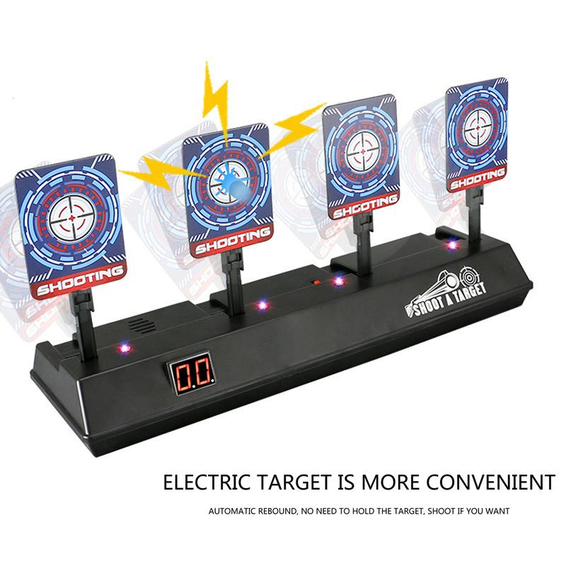 4Pcs Electronic Scoring Shooting Targets, 4 Targets LED Light & Shooting Sounds Effect Auto Reset Digital Targets for Nerf Guns Toys