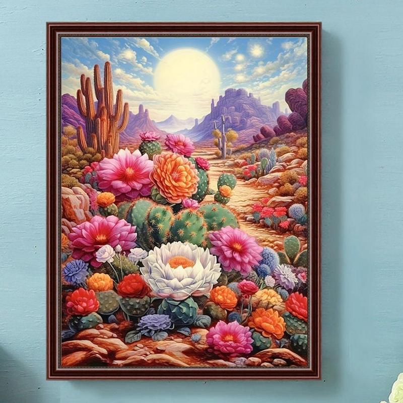 Desert Flower Pattern DIY Diamond Arts Colorful Painting Kit, DIY Decorative Art Picture for Beginner, DIY Home Decor