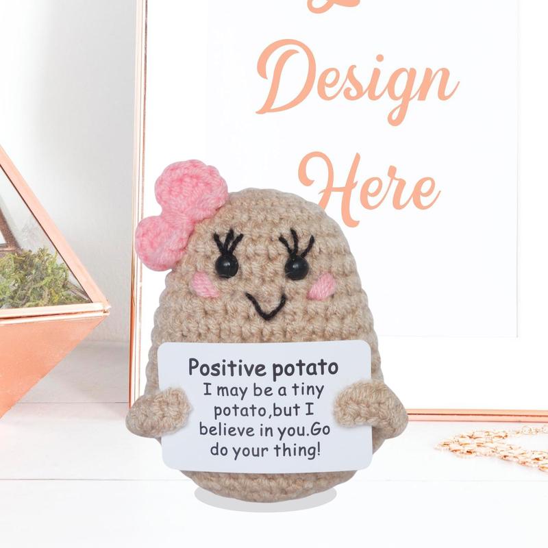 Cute Positive Potato Crochet Doll, 1 Count Mini Funny Positive Potato, Cute Knitted Positive Potato Doll, Encouragement Toy for Friends