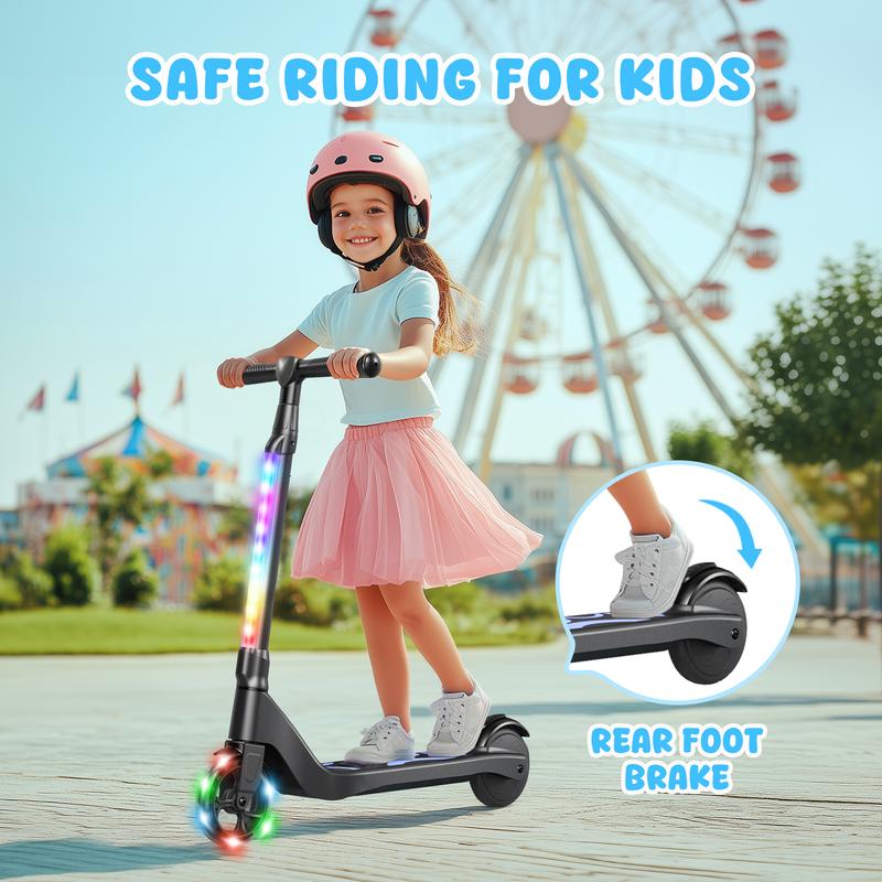 SISIGAD Electric Scooter for Kids Ages 6-12, LED Light-Up Deck, Kids Scooters with 3 Adjustment Levels Handlebar to 36 Inches High,5.3