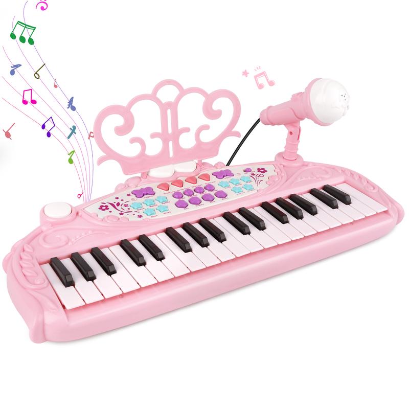 Musical Toys for 3+ Year Old Girls - Kids Piano Keyboard 37 Keys Piano with Microphone Portable Electronic Keyboards Musical Instrument Educational Toys Birthday Gifts for Girls Age 3-6