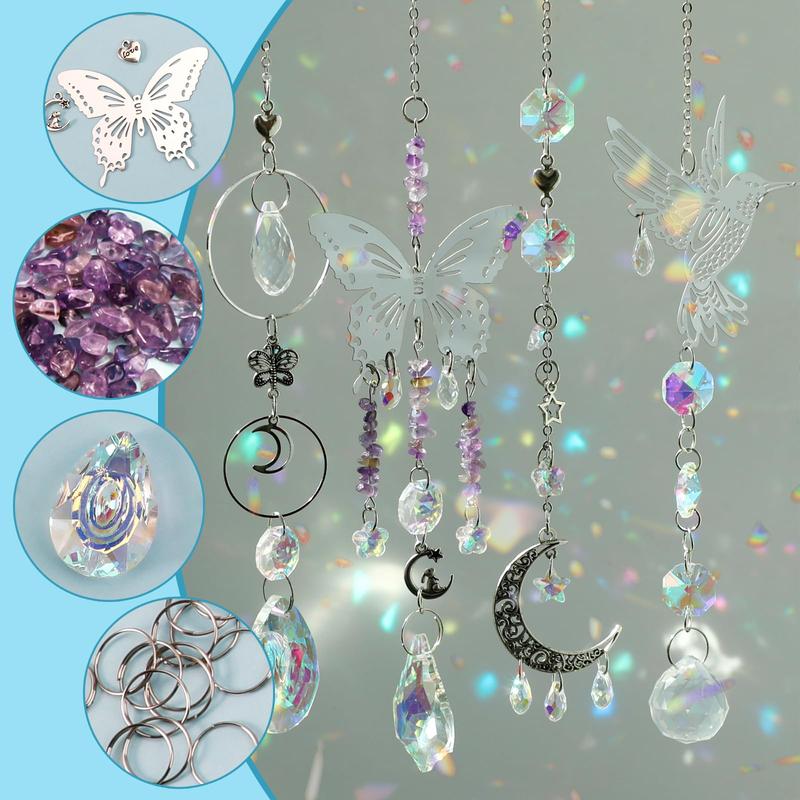 DIY Suncatchers, 400pcs Sun Catchers Making Supplies Kit Art and Crafts for Adults Hanging Prism Sun Catcher with Crystals Rainbow Maker for Indoor Window Home Wedding Garden Christmas Decor