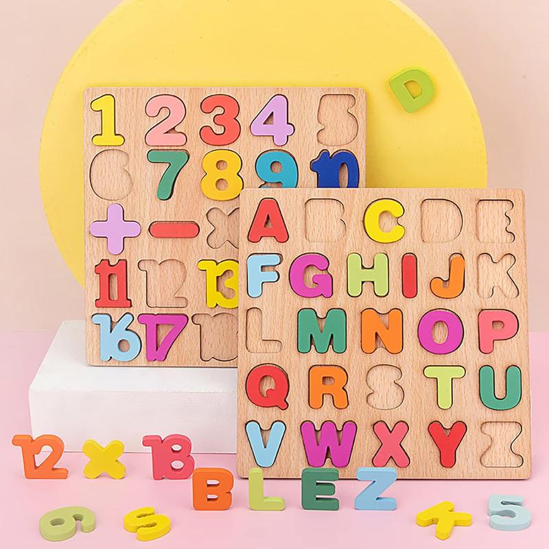 Wooden puzzles for kids, set of 2, alphabet shape puzzles for kids, wooden kids puzzles, wooden alphabet number shape puzzles for boys and girls