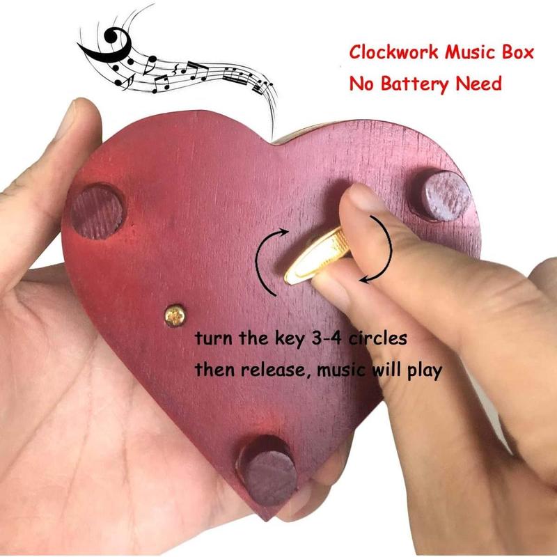 2024Pursuestar You are My Sunshine Music Box, Heart Shaped Vintage Hollow Out Wood Mechanism Wind Up Musical Box Gifts for Birthday Christmas Wedding Valentine's Day