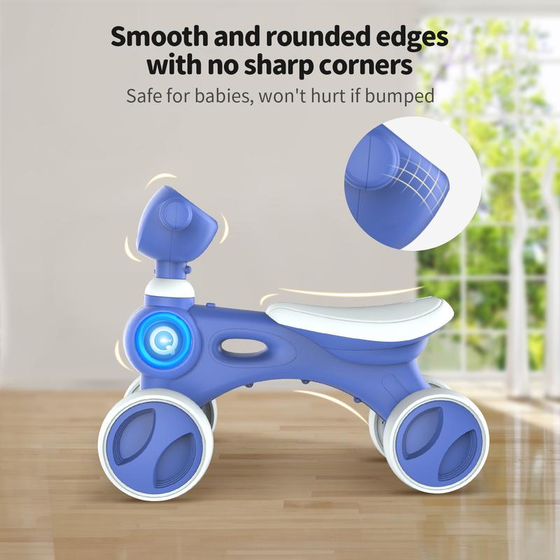 Geyiie Balance Bike for 2 Year Old Toddler Boys Girls, 12-36 Months No Pedal Baby Balances Bike 4 Wheels House Indoor Play Child Kids Toys Son Grandson Granddaughter First Birthday Gifts 21 x 12 x 17.7 Inches