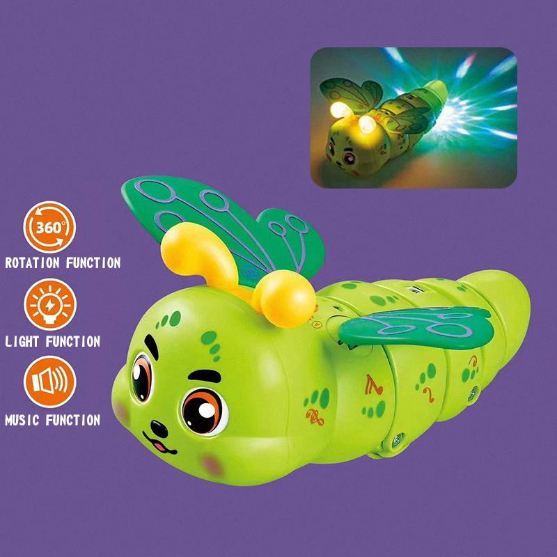 Stunt Caterpillar Toys With Music and Light 360 Degree Rotating Caterpillar crawling  toys