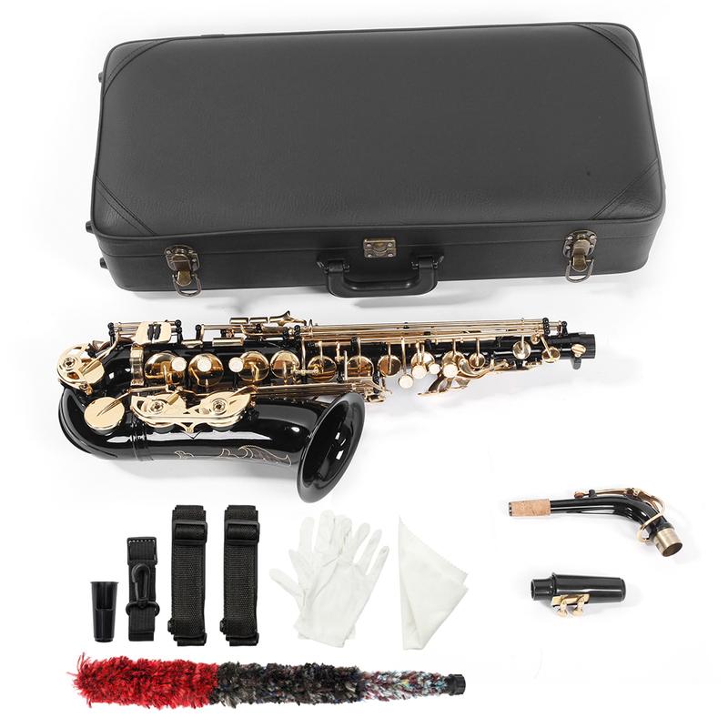 Ktaxon Be Brass Carving Pattern Pearl White Shell Button Saxophone with Strap Black