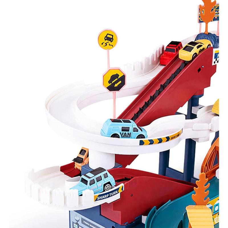 Toy Car Ramp Track Dinosaur Climbing Hills Railcar Colorful Vehicles Construction Play Set with 12 Mini Racer Cars and Track for Preschool Gifts s Ages 3 Years and Older (Dinosaur Hill)