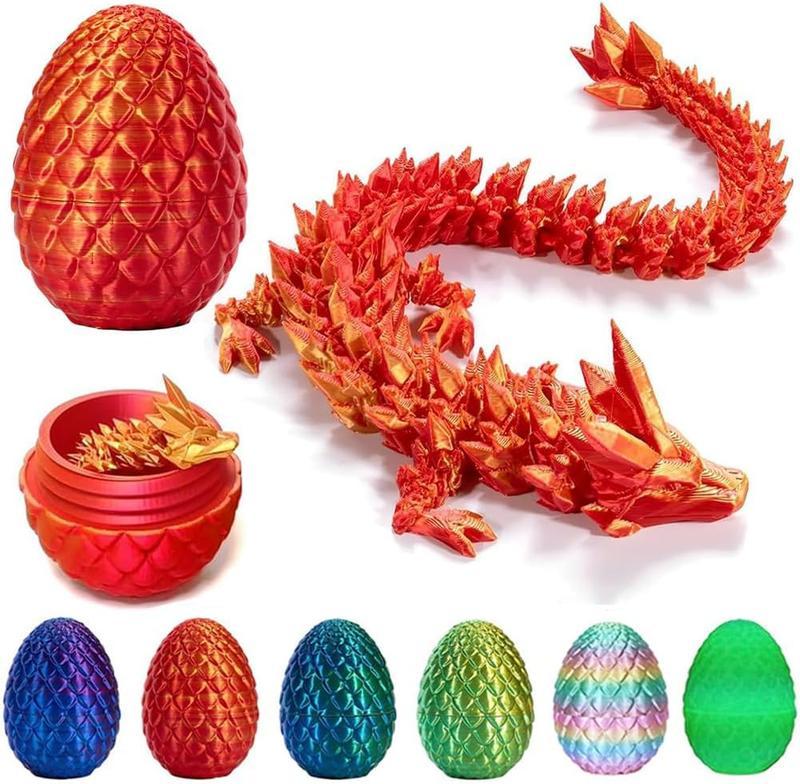 3D Printed Dragon Egg Pet Toy, 12 Inch Crystal Dragon in Dragon Egg, Surprise Egg, Articulated Dragon, Toy for Executive Home Office Decoration, Toy for Kids Gift