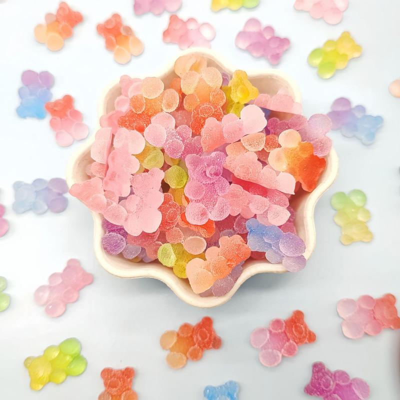 Random Color Bear Shaped Charms, 50pcs Resin Flatbacks Candy Bear Charms for DIY Nail Art, DIY Craft & Jewelry Making Accessories for Scrapbooking Phone Case Manicure