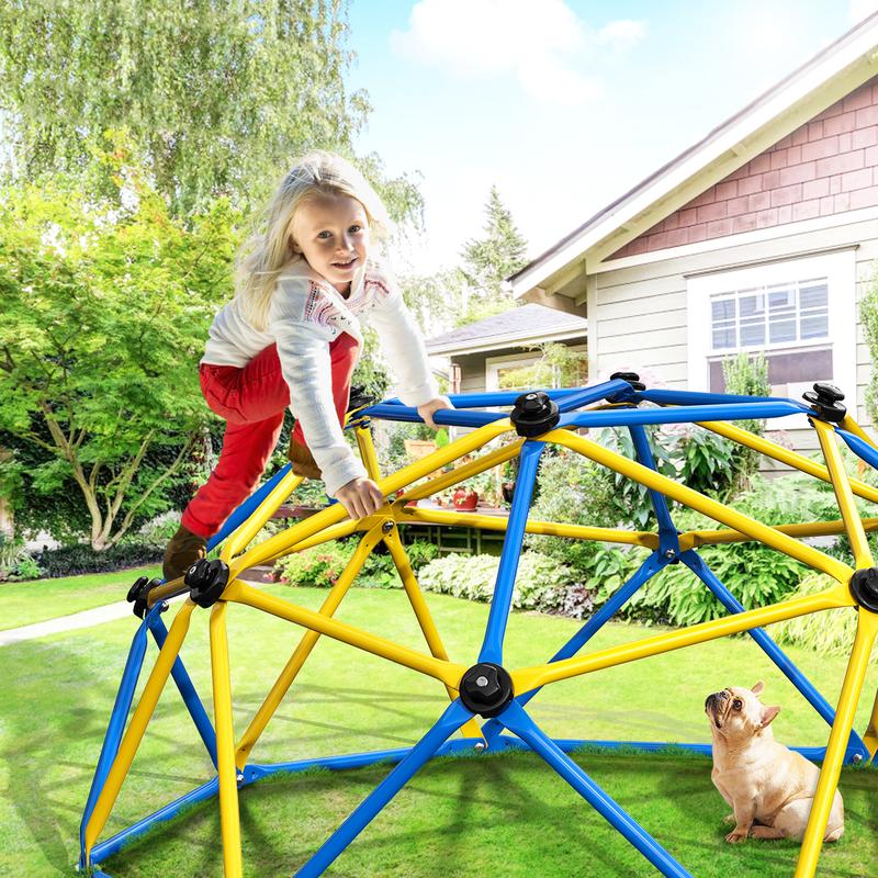 Bearbro 6FT 10FT Dome Climber, Children's jungle gym for Kids 3-5 Year Outdoor Play Center, Supporting 600 lbs Rugged and Interesting Climbing Dome, Yellow and Blue