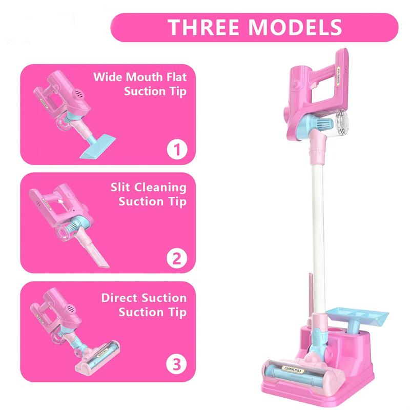 3 in 1 Household Kids Cartoon Vacuum Cleaner， Toddler Toy Vacuum Cleaner, Cleaning Set for Ages 3+ ,With Music, Lights and Pretend Play，,Pretend Play  Really Works，MONTESSORI STYLE LEARNING， for Learning for Children 3+.pink christmas decorations