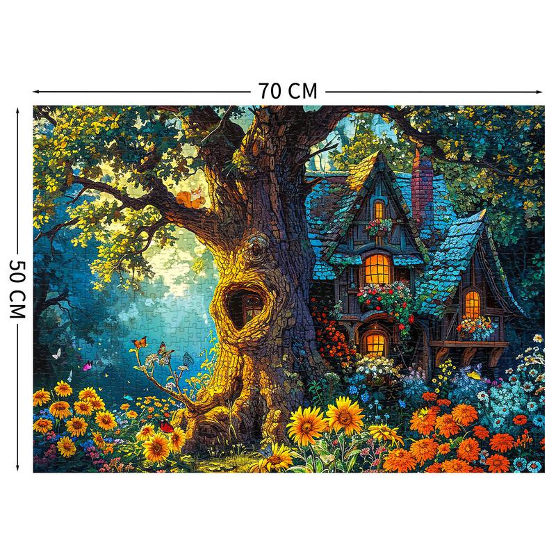 HUADADA 1000 Pieces Puzzles for Adults, Wonderful Tree House, Perfect for Home Decoration Holiday Vacation, Family Games, Grandparents Brainstorming