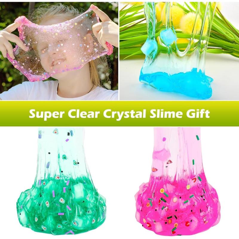 12 Pack Slime kit with 8 Clear Slime & 4 Butter Slime, Peachybaby Slime Jelly Cube Crunchy Crystal Slime for Birthday Party Favor,Super Soft Non-Sticky Sensory Toys for Girls and Boys 6 7 8 9 10 11 12