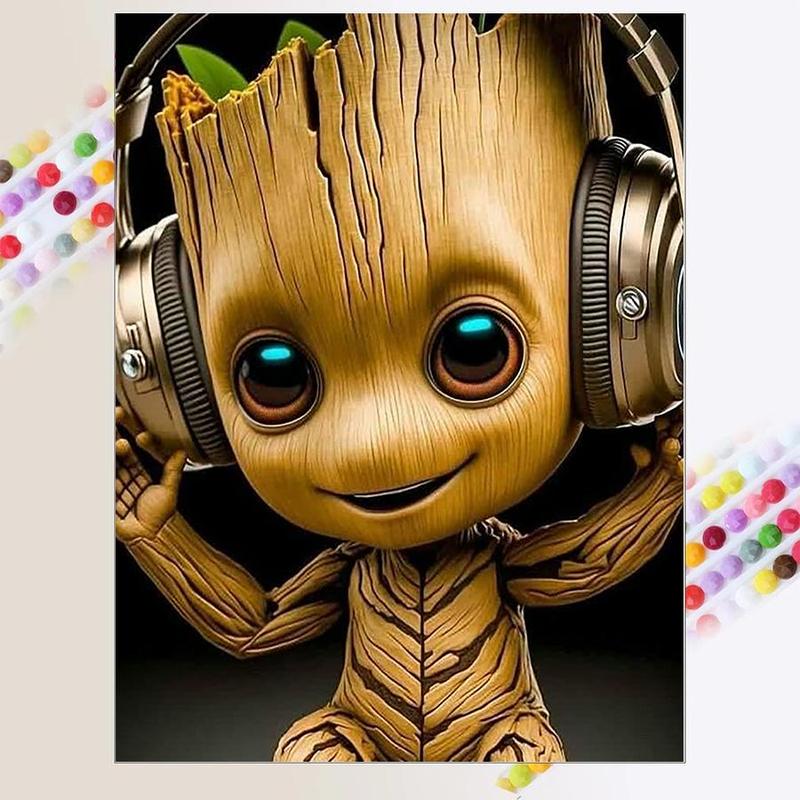 Cartoon Groot Design DIY Diamond Arts Colorful Painting Kit without Frame, DIY 5D Diamond Arts Colorful Painting Kit, Wall Art Decor for Home Bedroom