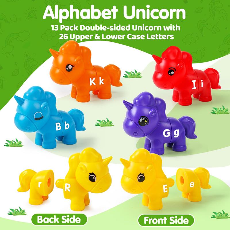 Matching Letters Fine Motor Toy, Double-sided Abc Unicorn Shaped Alphabet Match Game, Preschool Early Learning Montessori Toy, Educational Advanced Kids Toys, Back to School