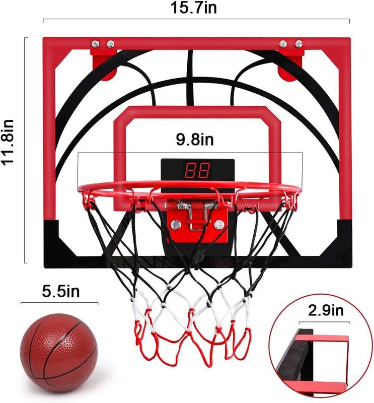 Mini Basketball Hoop Indoor for Door with Electronic Scoreboard, 4 Balls & Air Pump, Gifts for 5,6,7,8,9,10,11,12 Year Old Boys Toys Teen Kids