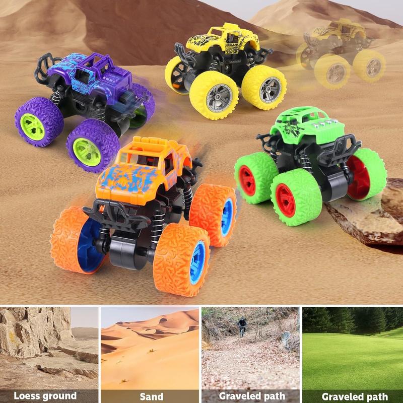 Monster Truck Toys, Pull Back Vehicles Toys, Friction Powered Toy, Mini Push and Go Car Truck Inertia Vehicle, for Kids Best Christmas Birthday Party Gift for Boys Girls Aged 3 and Above