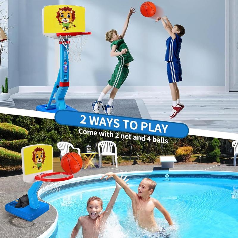 Toddler Mini Basketball Hoop Indoor Outdoor Play Portable Basketball Toy for Boys Girls Height Adjustable Kids Basketball Hoop Goal Poolside Basketball Swimming Pool Basketball