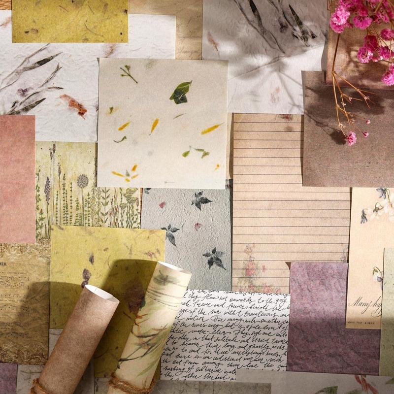 60pcs set Vintage Poster Material Paper, Retro Material Paper For DIY Scrapbook Decoration