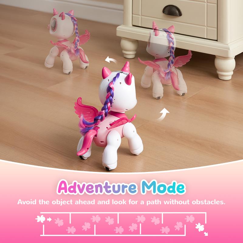 SGILE Unicorn Toy for Girls Robot Pet for Kids age 3 4 5 6 7 8 Years with Music Dance and Gesture Sense Control, Preschool STEM Learning Toy for Toddler Pink