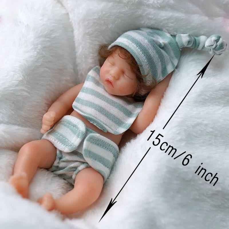 Realistic Silicone Reborn Doll, 6 Inch 15cm Soft & Cute Doll with Clothes, Girl Toy, Stress Relief Toy for Adults, Realistic Reborn Dolls for Kids, Fun Gifts for Boys and Girls