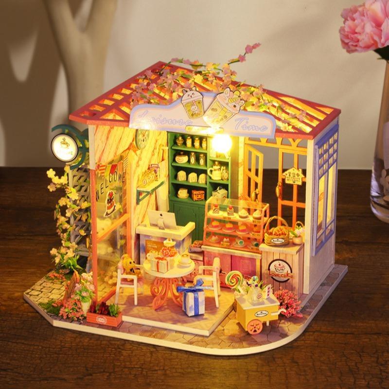 DIY Wooden Garden House Assembly Toy, 1 Set DIY Wooden House Assembly Kit with LED Light, Home Decoration, Birthday Gift, for Teenager and Friends