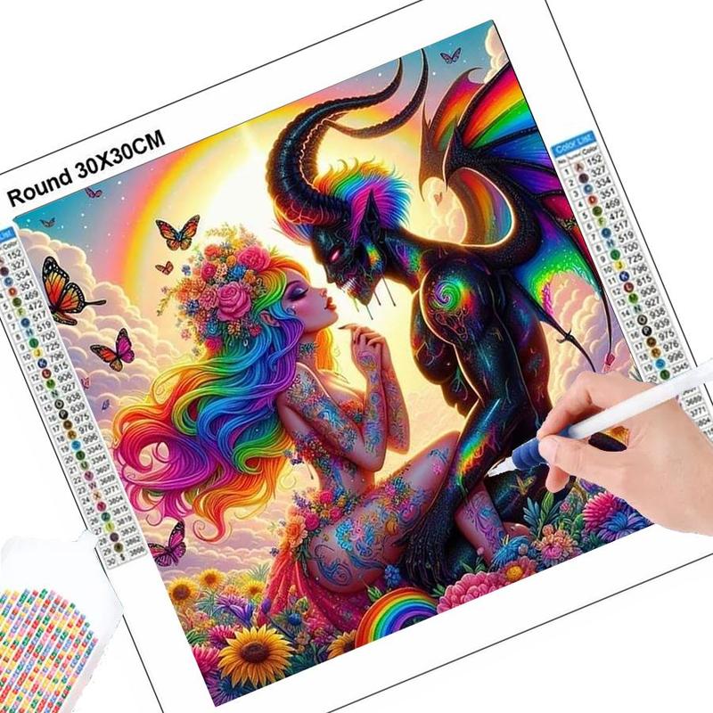 Cartoon Couple Pattern DIY Diamond Arts Colorful Painting Kit without Frame, 5D Diamond Arts Colorful Painting Kit, Wall Art Decor for Home Bedroom