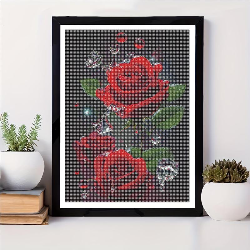 Rose Pattern DIY Diamond Arts Colorful Painting Kit without Frame, DIY 5D Diamond Arts Colorful Painting Kit, Wall Art Decor for Home Bedroom