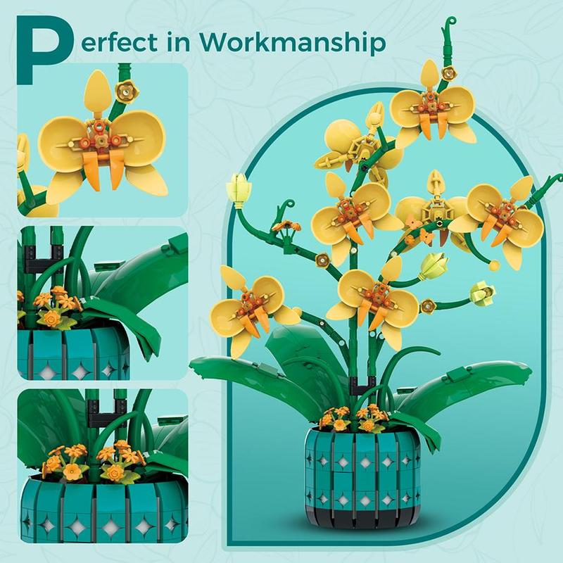 Orchid Flower Building Set, 1110pcs box Orchid Bonsai Building Set, Creative Gift for Adults, Building Toys Suitable for Office, Home Decoration