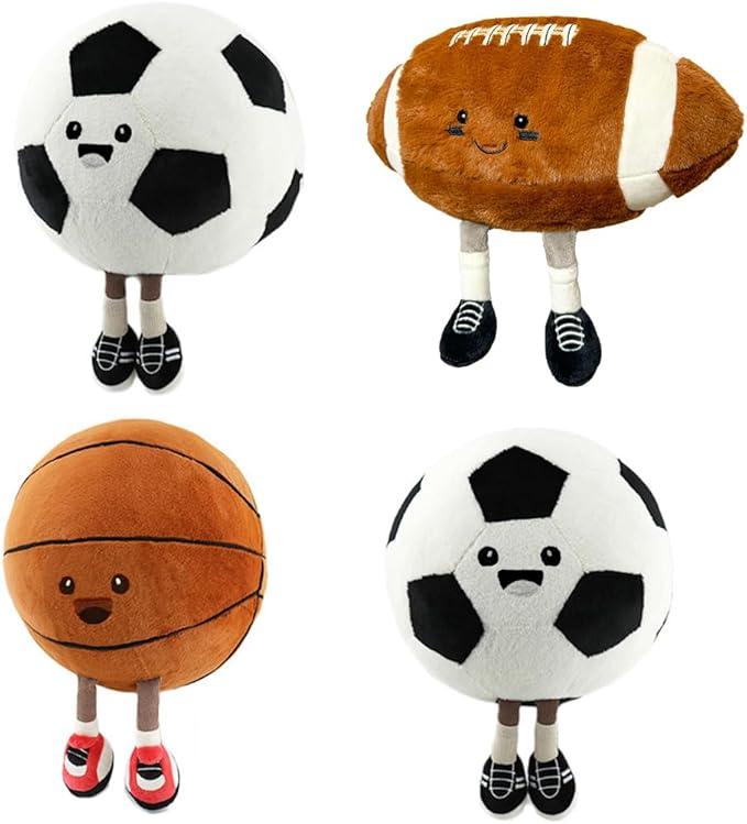 Jellycat Basketball, American football,Football,Stuff Sport Plushes, Basketball Gifts for Boys and Girls, Soft Sports Pillows Basketball Stuffed Animal Room Decor