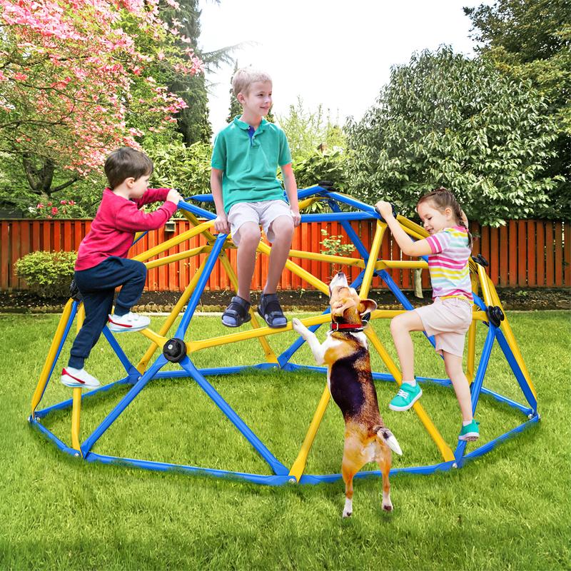 Bearbro 6FT 10FT Dome Climber, Children's jungle gym for Kids 3-5 Year Outdoor Play Center, Supporting 600 lbs Rugged and Interesting Climbing Dome, Yellow and Blue