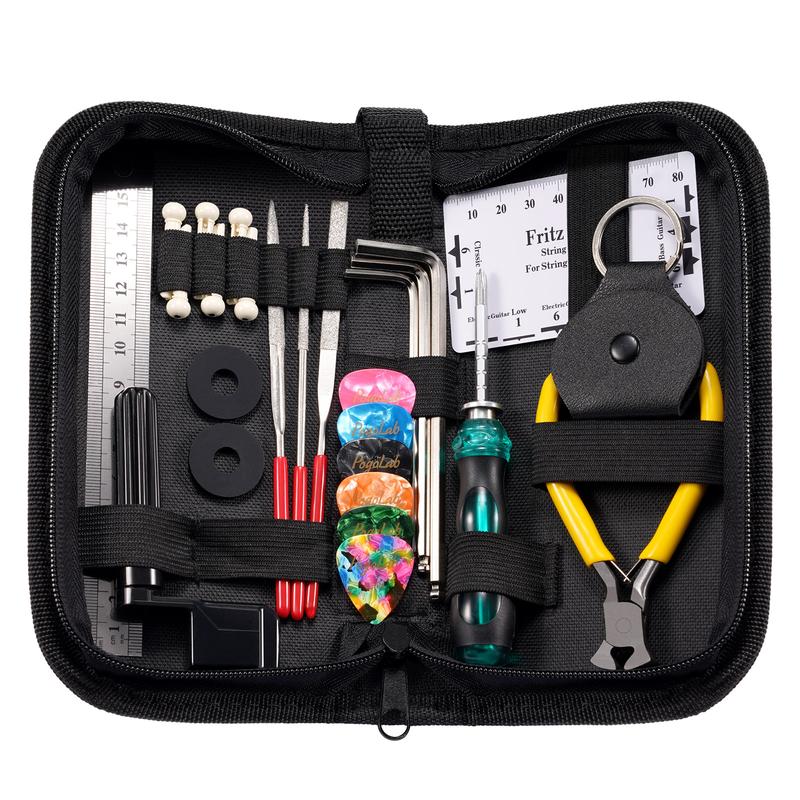 POGOLAB 31Pcs Guitar Repair Kit, Guitar Tool Kit, Guitar String Winder Tool, Guitar Maintenance Kit, A Gift for Guitar Enthusiast Beginners Proscenium, Ukulele Bass Banjo Acoustic Guitar Tools, Music Lovers Friends Gift